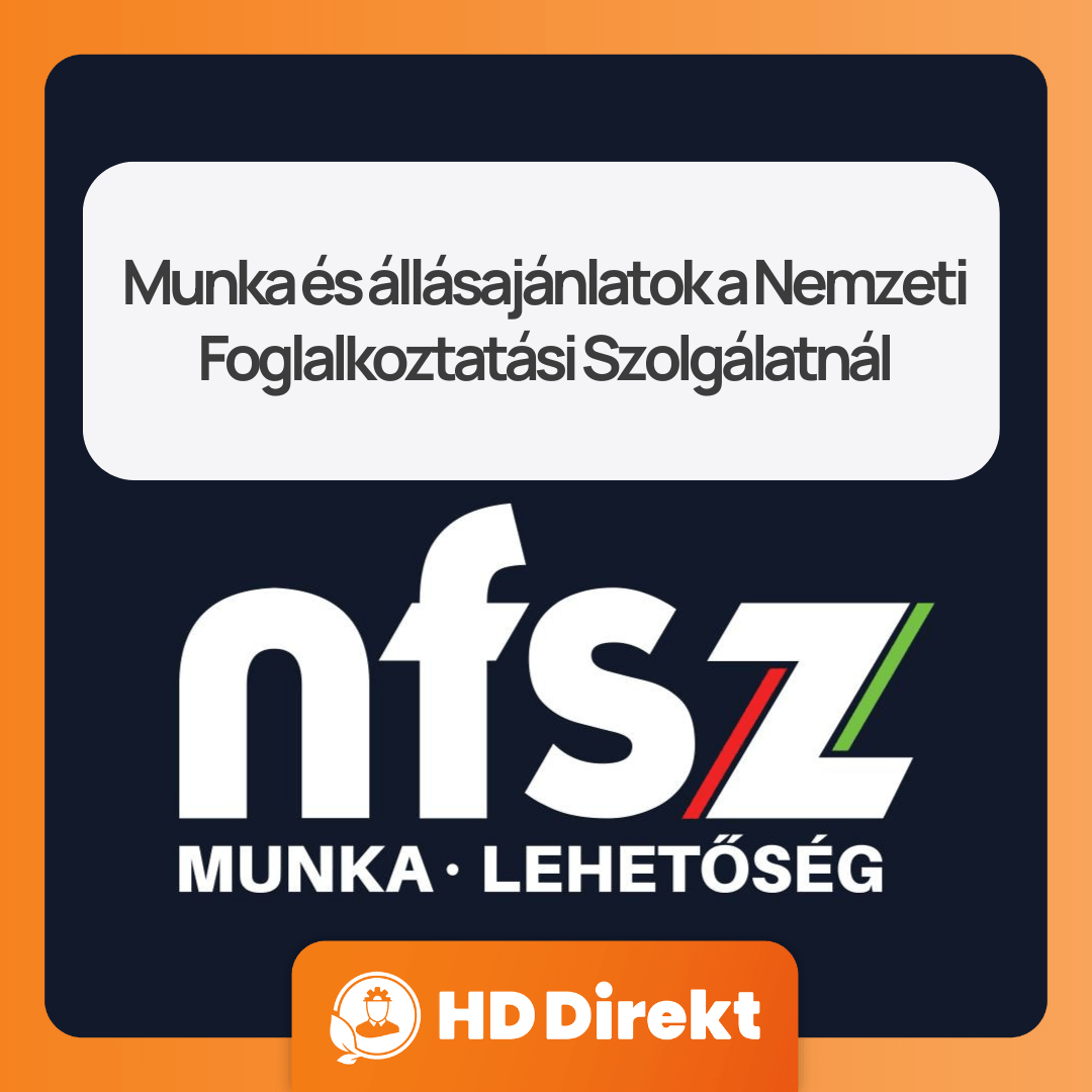 Munka és állásajánlatok a Nemzeti Foglalkoztatási Szolgálatnál – HD Direkt logóval.